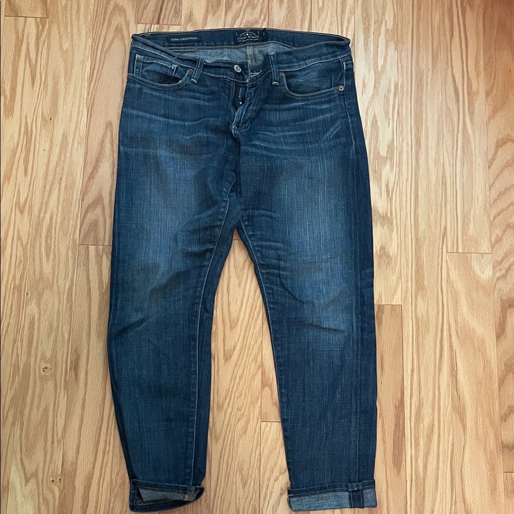 Lucky Brand Women's Dark Blue Boyfriend Jeans